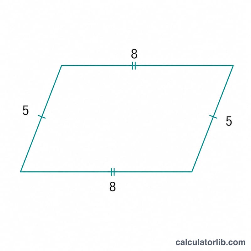 Parallelogram with example side values for perimeter calculation