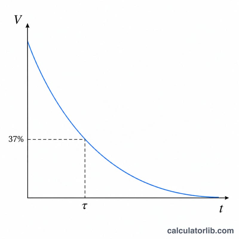 Curva de decaimiento exponencial del voltaje del capacitor en función del tiempo