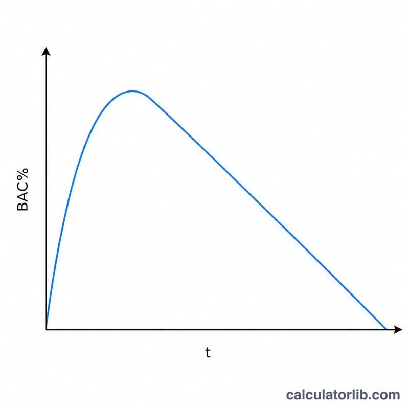 Line graph of BAC rising to a peak then declining steadily over time