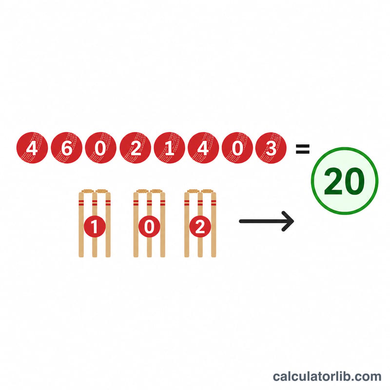 Worked example showing runs and dismissals combined into one average figure