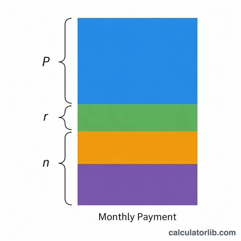 Stacked bar breaking a monthly PITI payment into its four parts