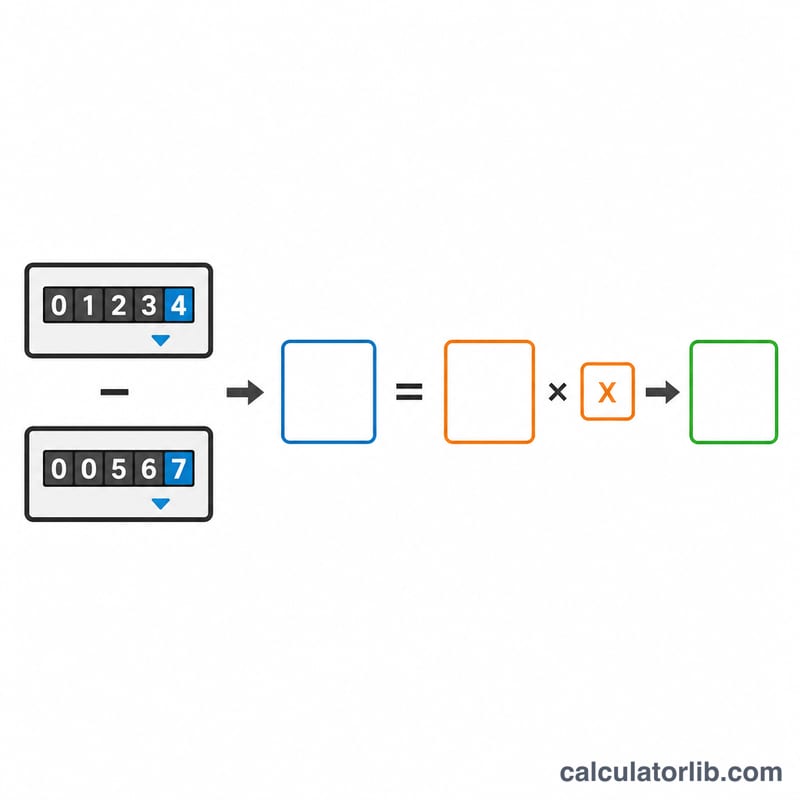 Diagram subtracting previous reading from current reading times a multiplier