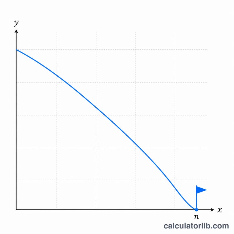 Declining curve of loan balance over time reaching zero at the loan term n.