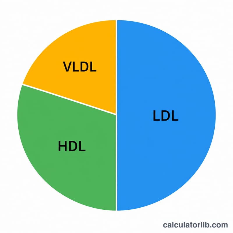 Toplam kolesterolü LDL, HDL ve VLDL olarak ayıran lipid paneli pasta grafiği