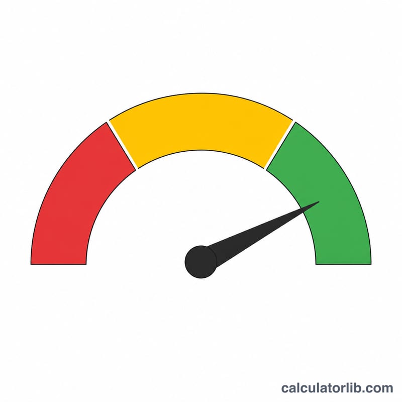 Gauge showing three benchmark zones: danger, average, excellent
