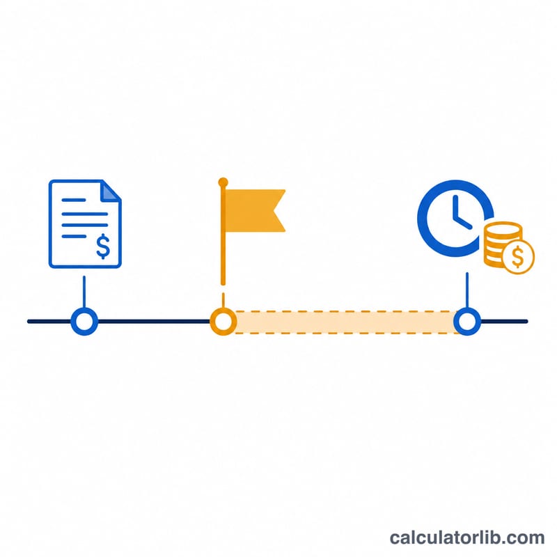 Timeline from invoice due date to present day with the overdue period shaded