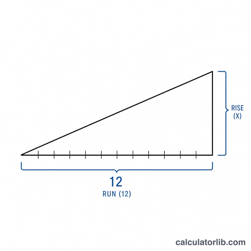 Roof slope diagram showing rise per 12 units of horizontal run