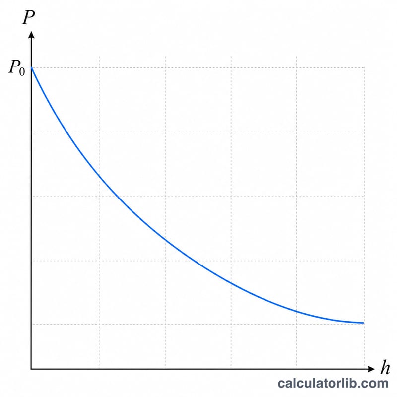 Line graph of atmospheric pressure decreasing as altitude increases