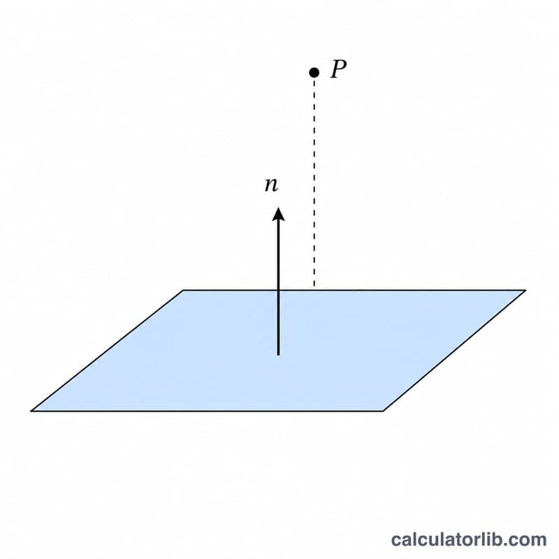 Plano con vector normal y un punto proyectado a lo largo de la normal