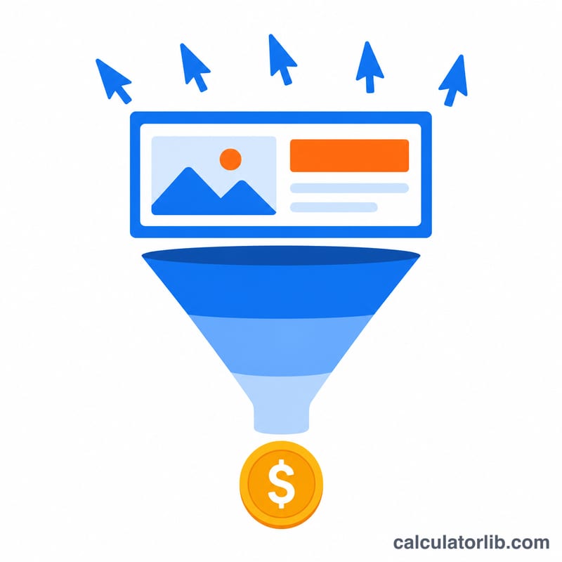 Flat illustration of clicks on an ad generating cost per click