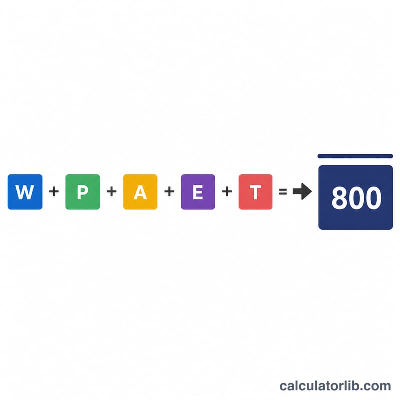 Sum of five values capped at a maximum of 800