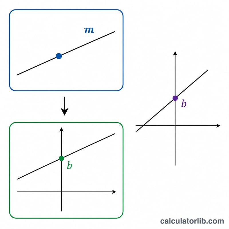 Diagram converting point-slope form into slope-intercept form