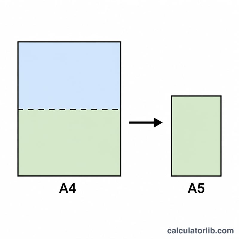 A-series paper showing how halving a sheet keeps the same 1 to root two proportion