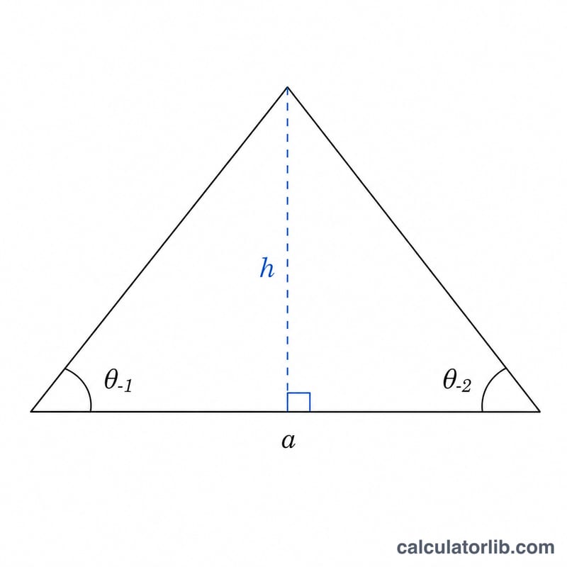 Triangle showing the dropped height from the apex to the known base side