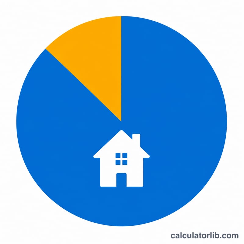 Pie chart showing down payment percentage versus loan percentage