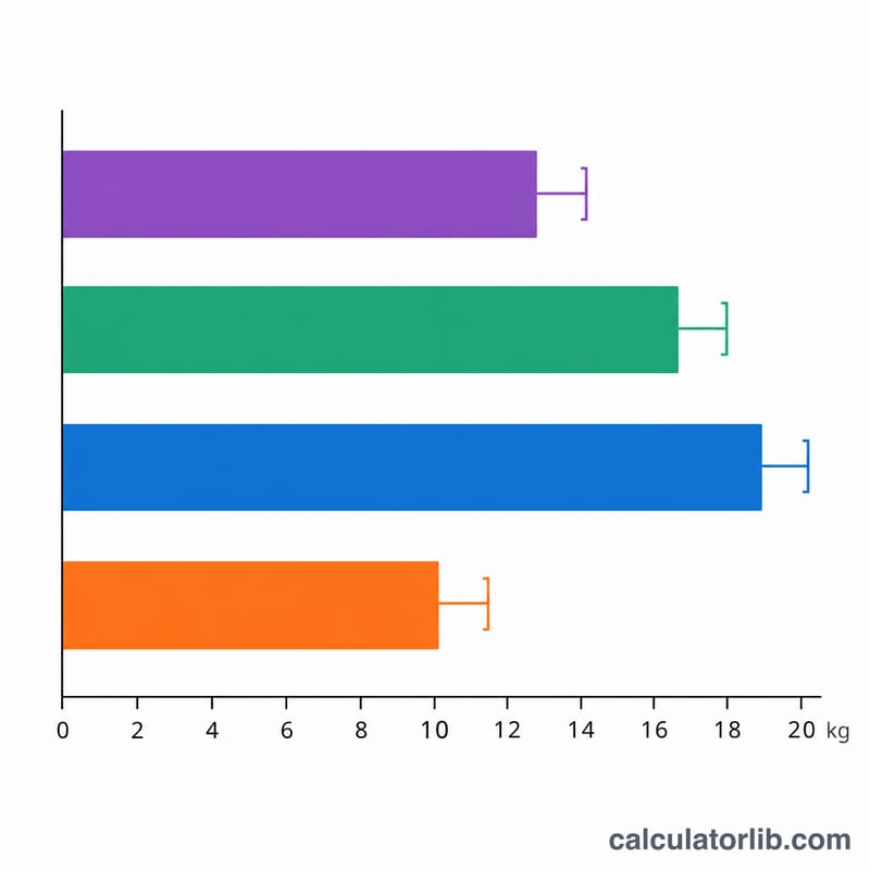 Four horizontal bars of different lengths representing recommended total pregnancy weight gain for four BMI categories
