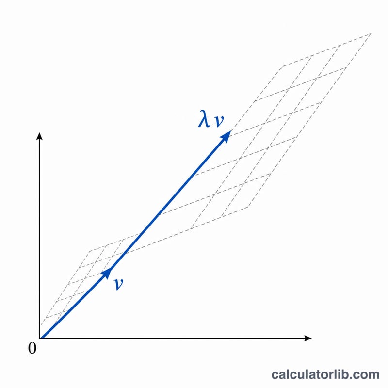 A 3 by 3 matrix transforming a vector that keeps its direction but is scaled, illustrating an eigenvector and eigenvalue