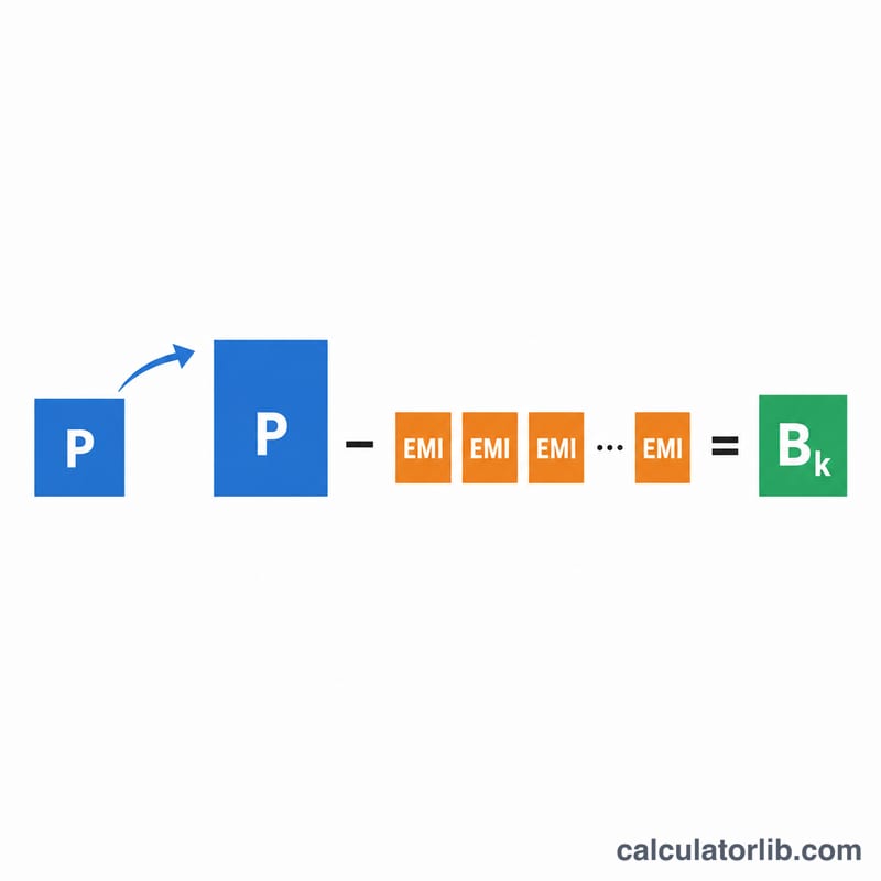 Diagram showing remaining balance equals compounded principal minus accumulated payments