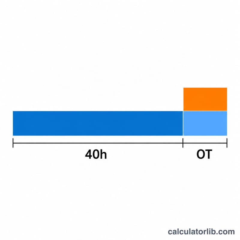 Bar chart breaking down regular pay plus overtime premium based on blended rate