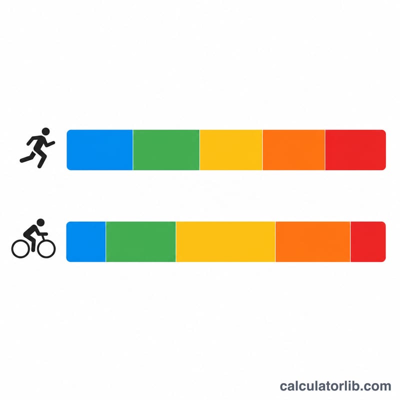 Side-by-side comparison of run and bike heart rate zone bars