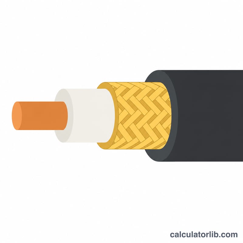Side cutaway of coaxial cable layers from center outward