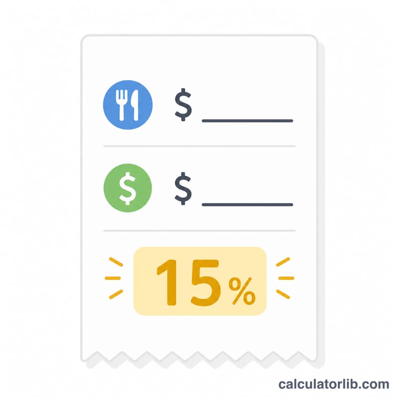Receipt with bill amount, tip amount, and calculated tip percentage highlighted