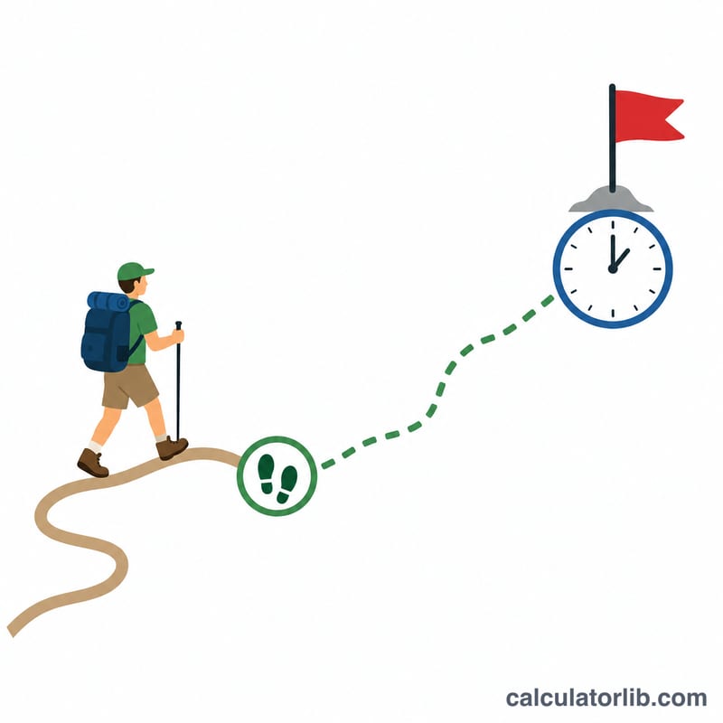 Diagram estimating remaining walking time and arrival clock time