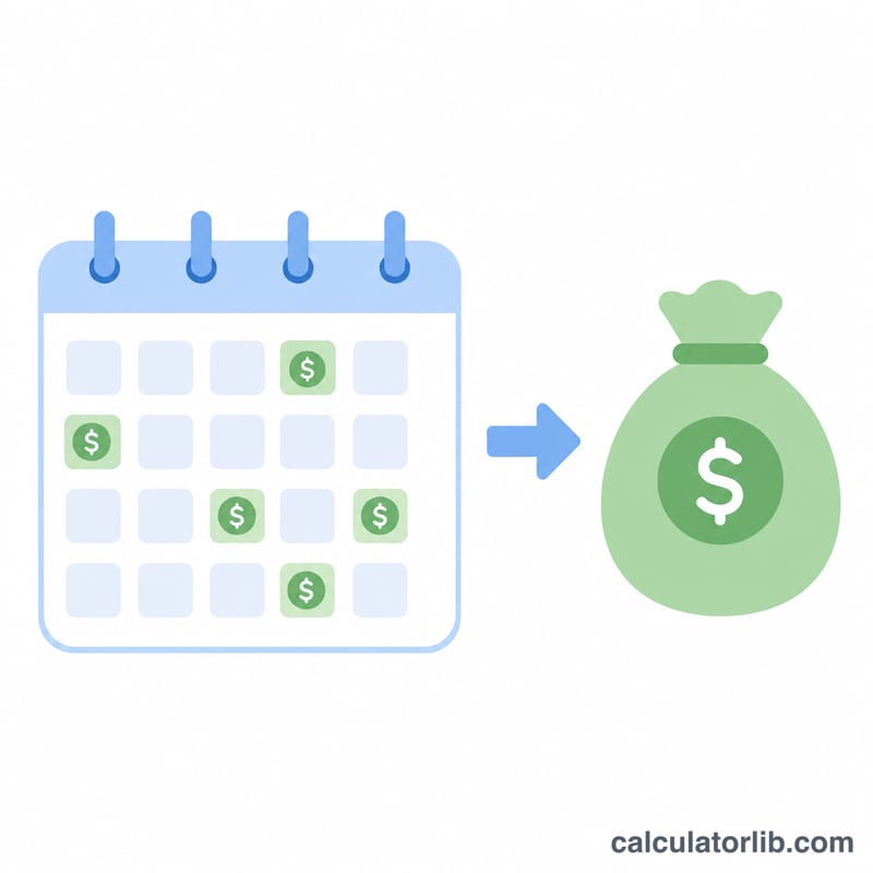 Calendar with highlighted PTO days converting into a money bag
