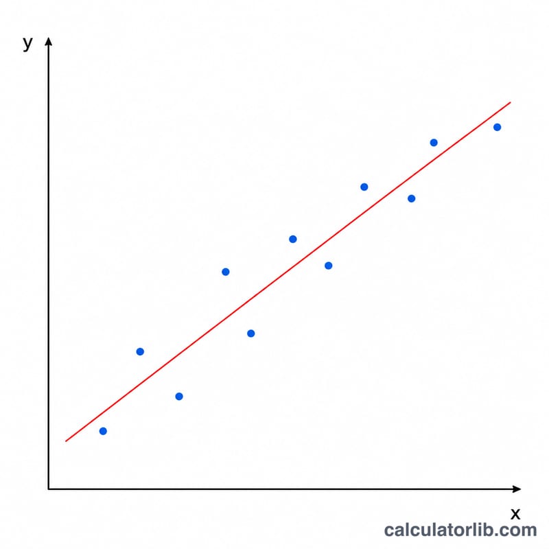 Scatter plot of data points with a fitted straight trend line