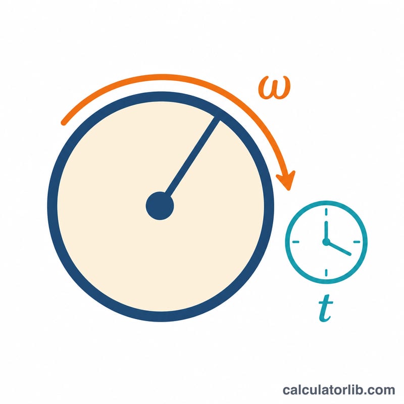 Spinning wheel with rotation arrow illustrating angular velocity over time