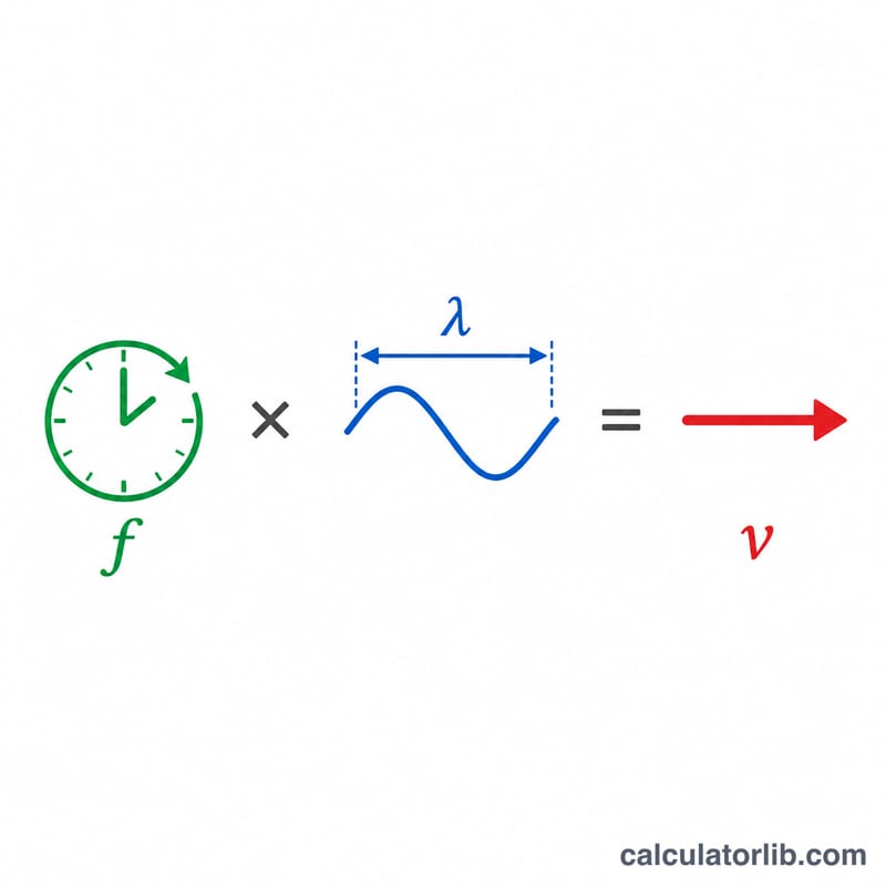 Visual equation linking frequency, wavelength and wave speed