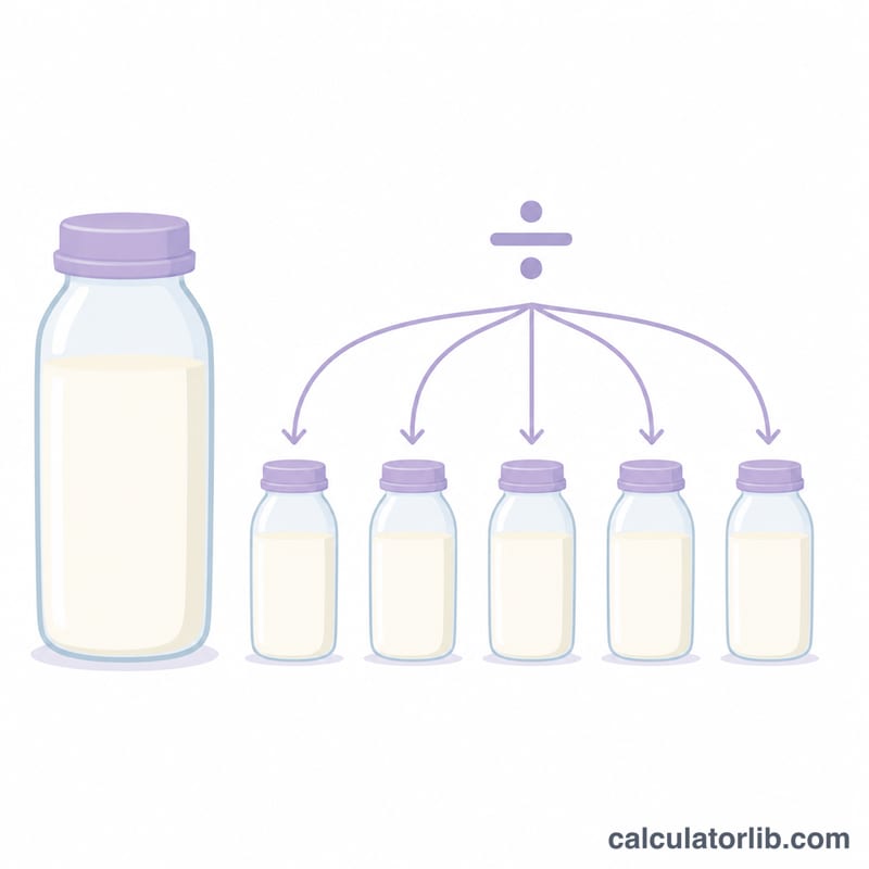 Daily milk total divided into several equal individual feeds
