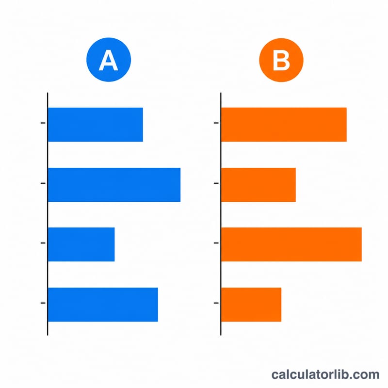 Side-by-side flat bar chart comparing ratios of two companies