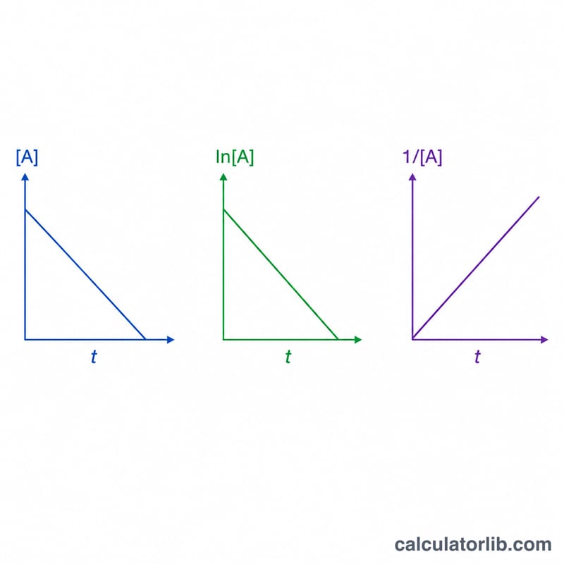 Linear plots for zero, first, and second order integrated rate laws