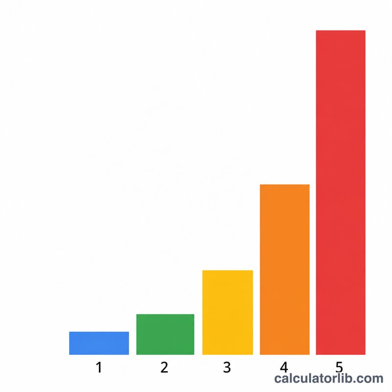 Bar chart showing how factorial values grow rapidly
