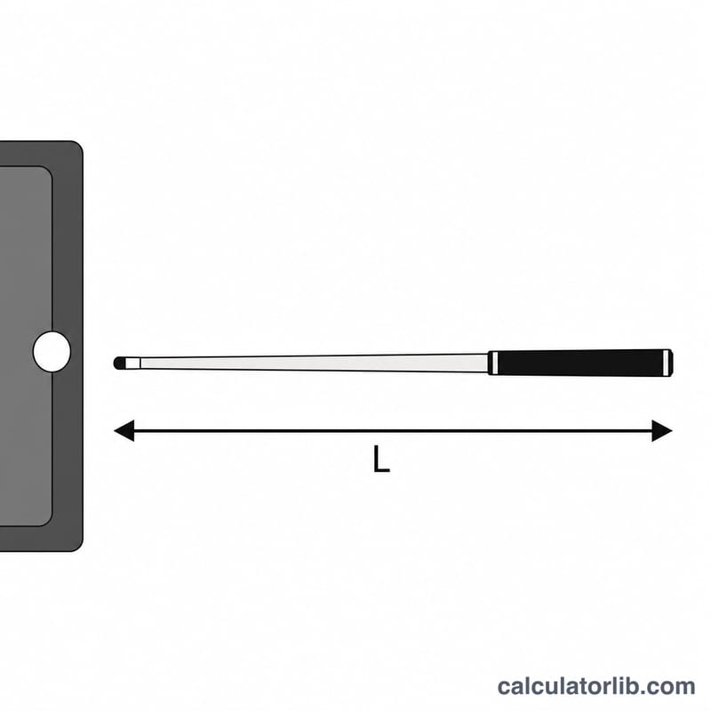 Diagram of a cue length defining the clearance distance behind a pool table