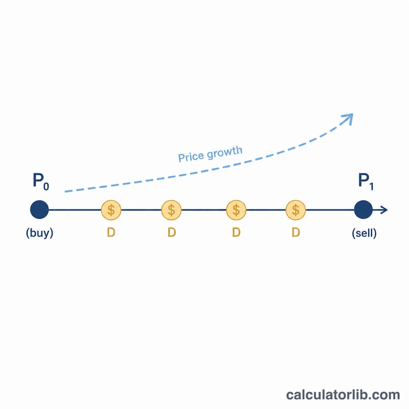 Timeline from purchase price to sale price with dividends paid in between