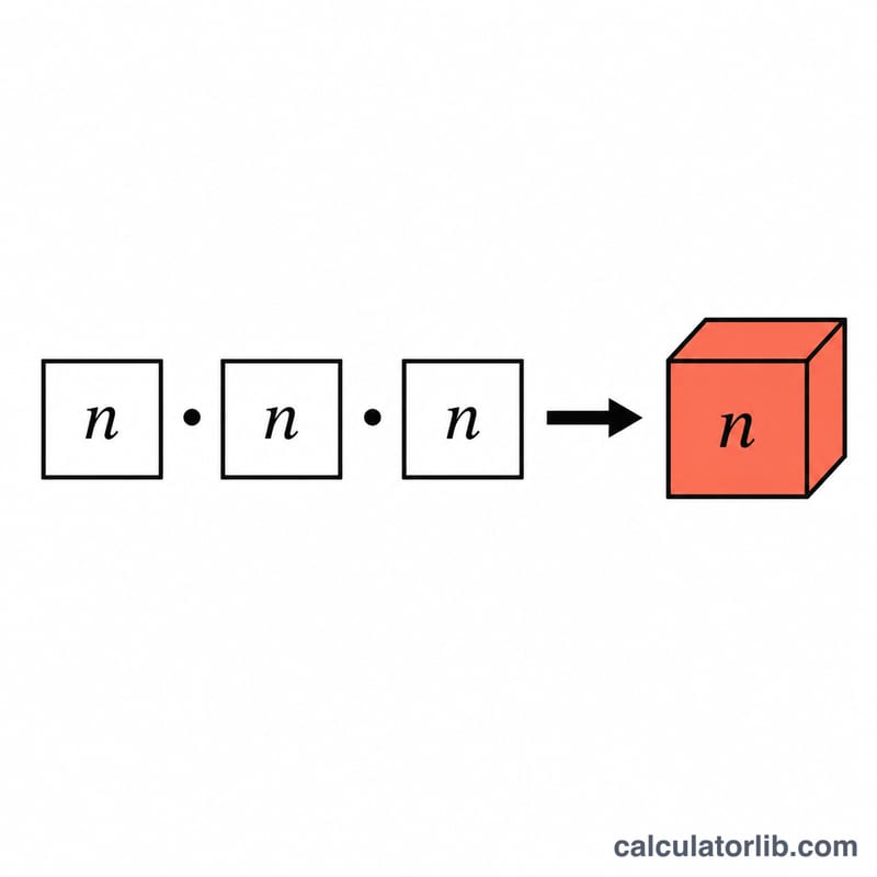 Equation showing n times n times n equals n cubed