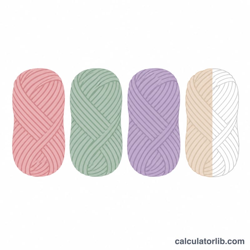 Flat illustration of several yarn skeins with one partially filled to show rounding up