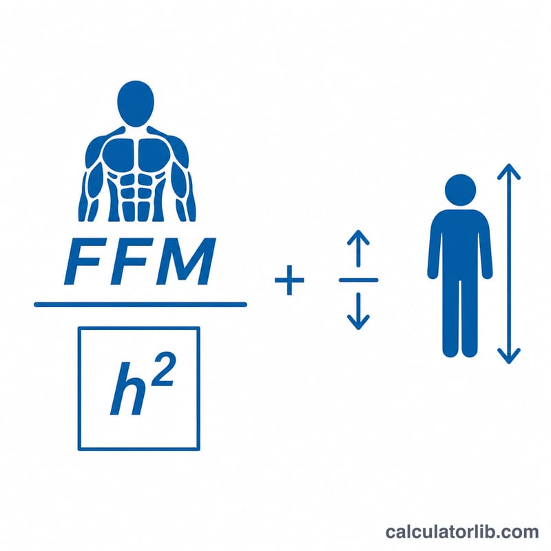 Phân tích trực quan công thức FFMI với khối lượng không mỡ chia cho bình phương chiều cao cộng phần điều chỉnh chiều cao