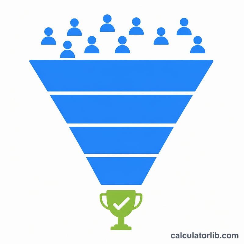 Sales funnel narrowing from many opportunities at the top to won deals at the bottom