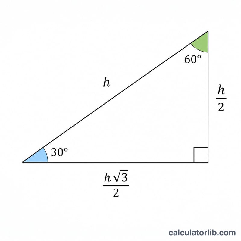 Hypotenuse split into the two legs via formulas