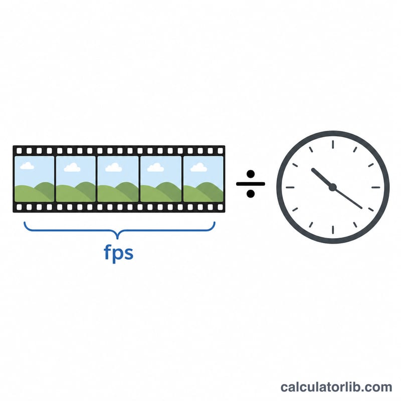 Film frames divided by frames per second to produce elapsed seconds on a clock