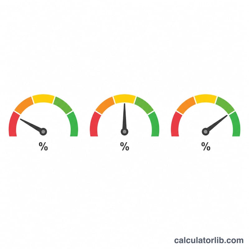 Three colored gauge dials showing NRR below 100 percent, at 100 percent, and above 100 percent