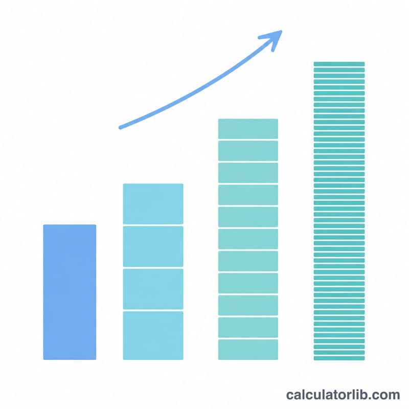 Diagram showing different compounding frequencies as stacked growing blocks
