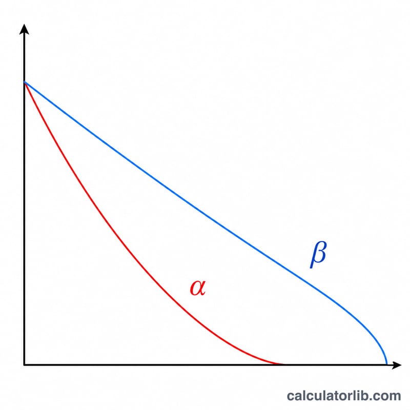 Two cell survival curves on log scale showing how lower alpha/beta ratio bends more, illustrating fractionation sensitivity
