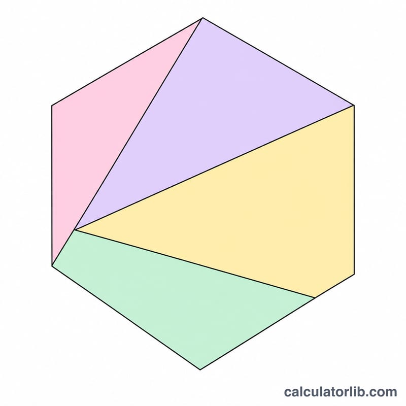 Hexagone divisé en quatre triangles à partir d'un sommet