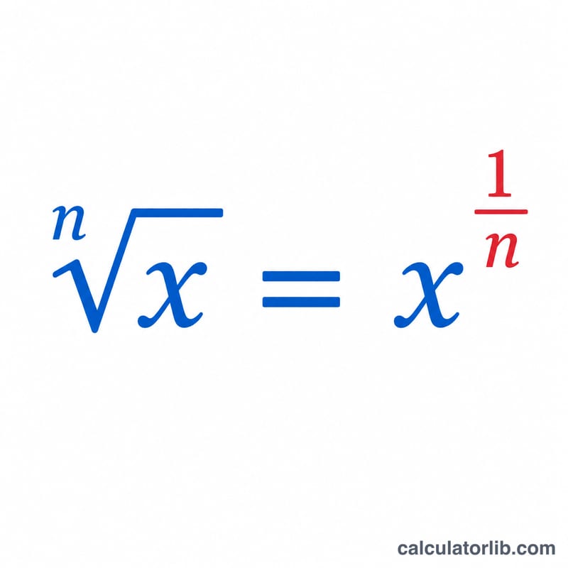 Radical of x equals x raised to the power 1 over n