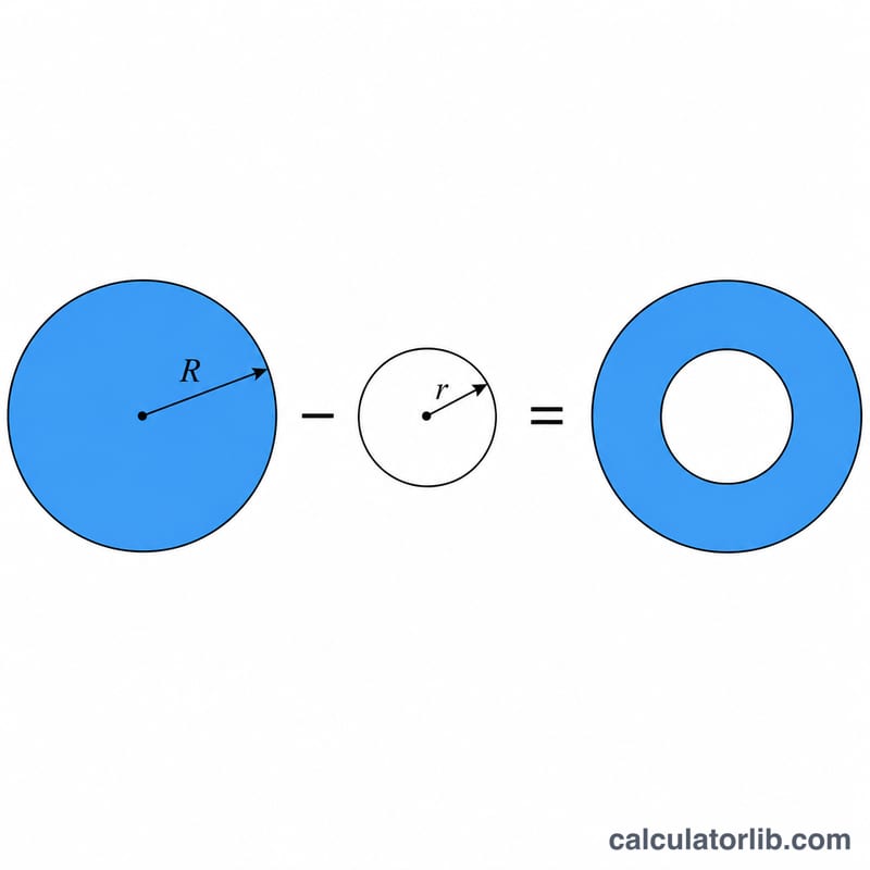 Area of annulus as the difference of two circular areas