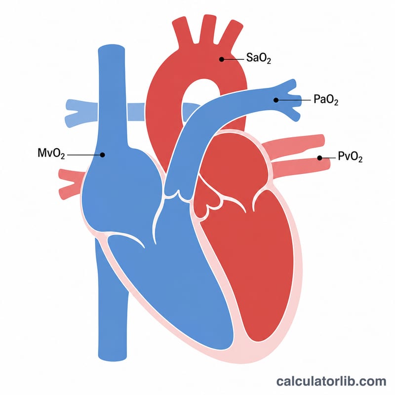 Four sampling sites for oxygen saturation used in the Qp/Qs formula